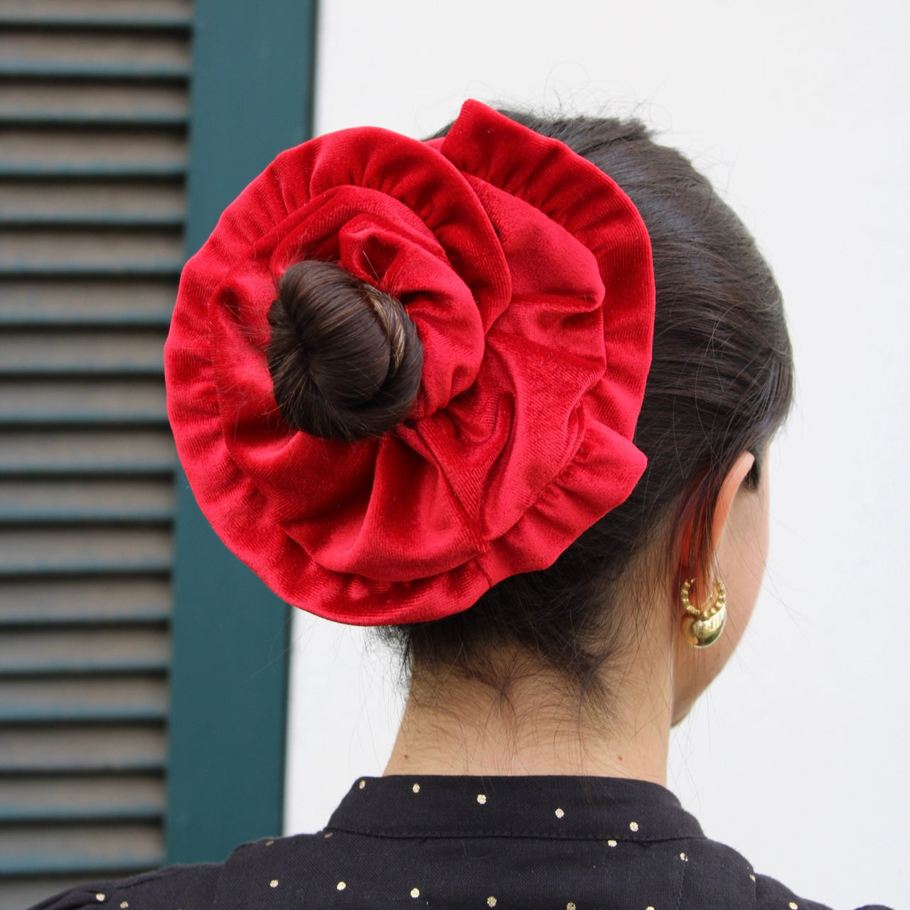 Scrunchie Vuelos Terciopelo Rojo