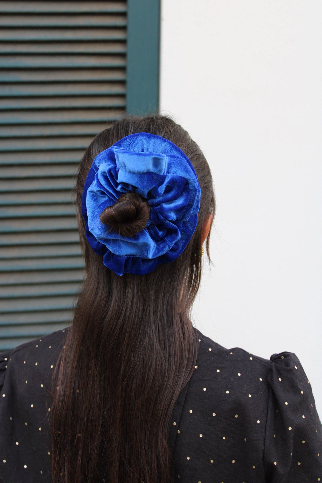 Scrunchie Vuelos Terciopelo Azul