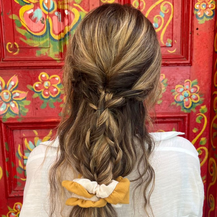 Scrunchie Lino Vuelos Café