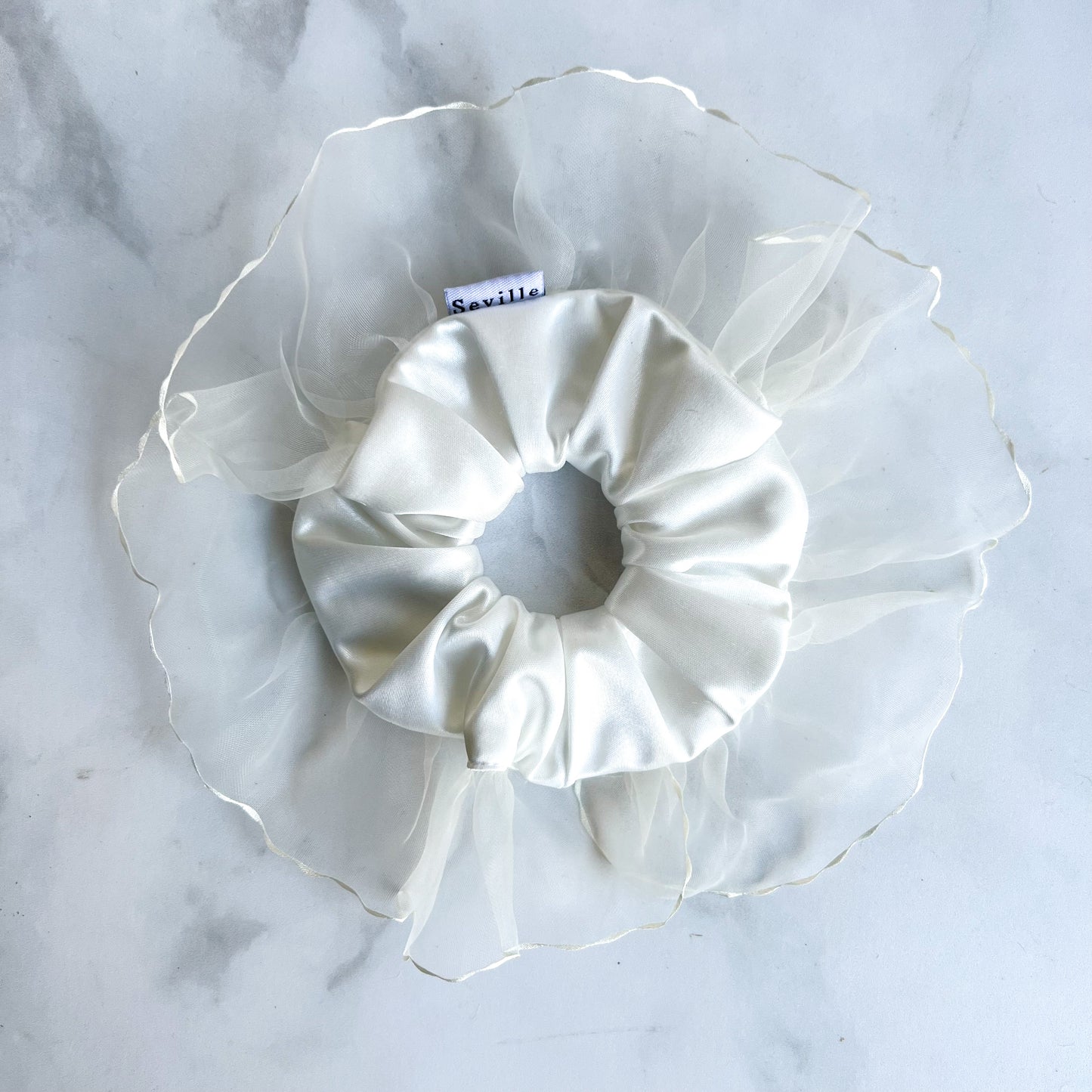 Scrunchie Fiesta Tul Blanco