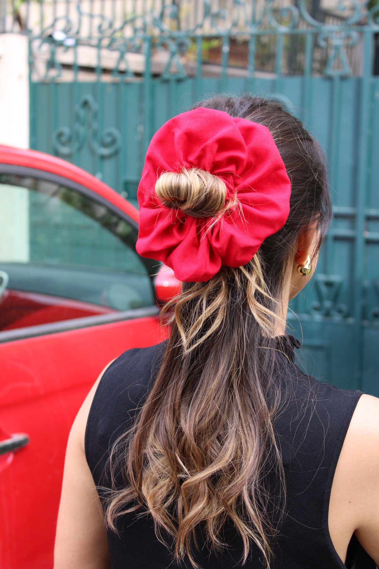 Maxi Scrunchie Lino Rojo