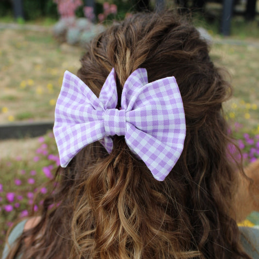 Pinza Moño Vichy Lila