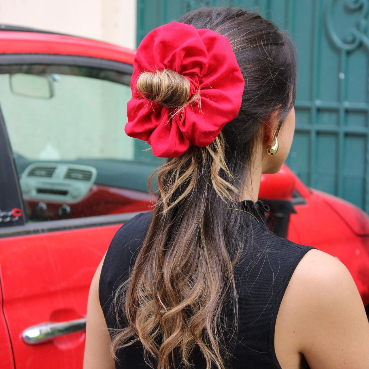 Maxi Scrunchie Lino Rojo