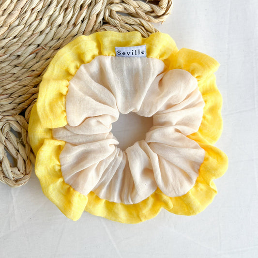 Scrunchie Lino Vuelos Amarillo