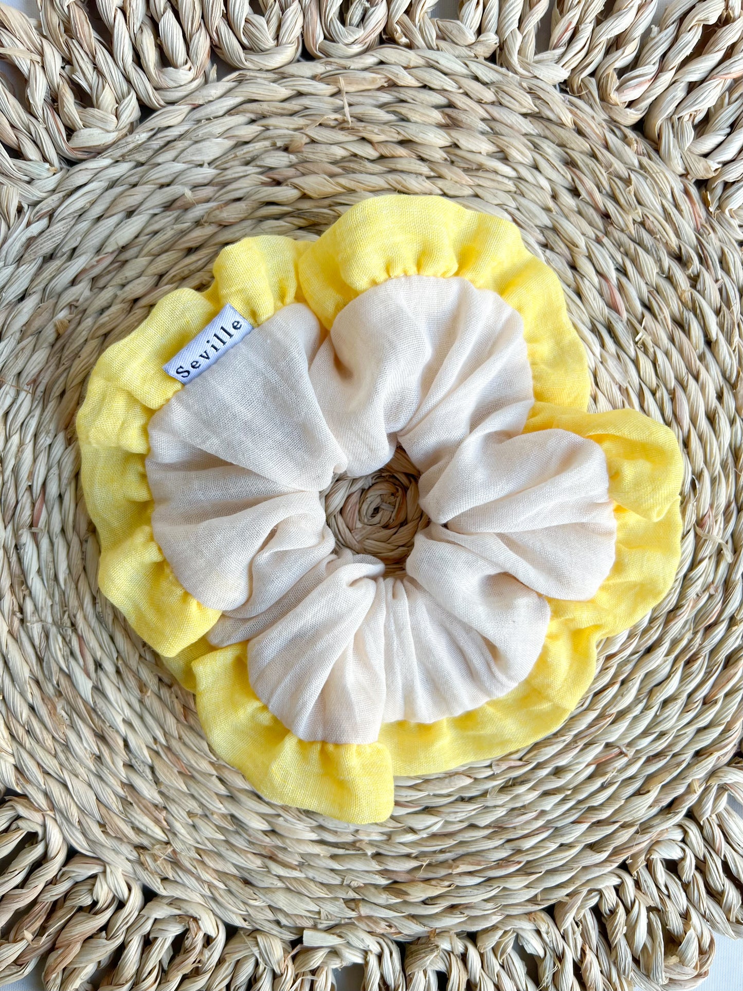 Scrunchie Lino Vuelos Amarillo