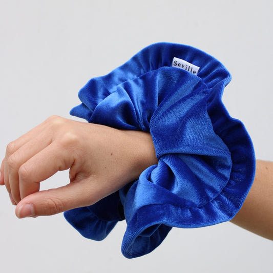 Scrunchie Vuelos Terciopelo Azul