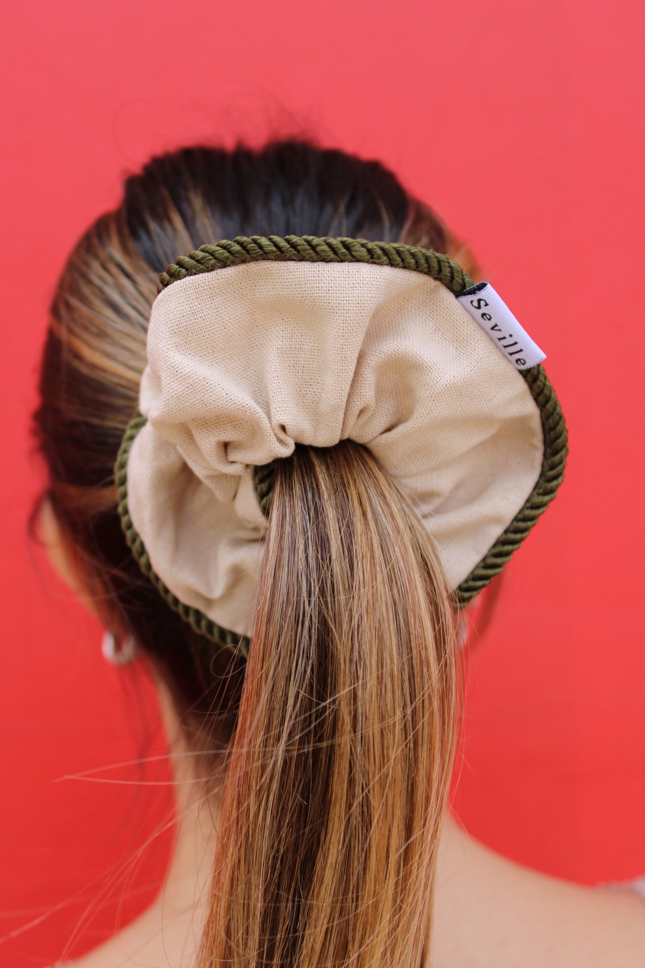 Scrunchie Lino Cuerda Verde