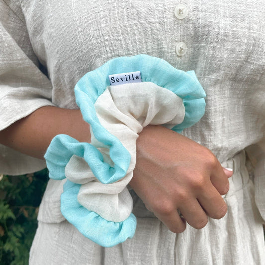 Scrunchie Lino Vuelos Celeste